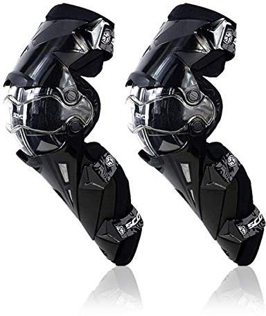 Scoyco Motorrad Radfahren Knieschützer Motocross Racing Beinschutz Pads Schutzausrüstung für Motocross Enduro Verstellbare & elastische Klettbänder (Schwarz)