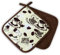 Topflappen Kitchen, Cafe, braun, 2 TLG., PSA-Kategorie II bis 250°C hitzebeständig, geprüftes und zertifiziertes Produkt
