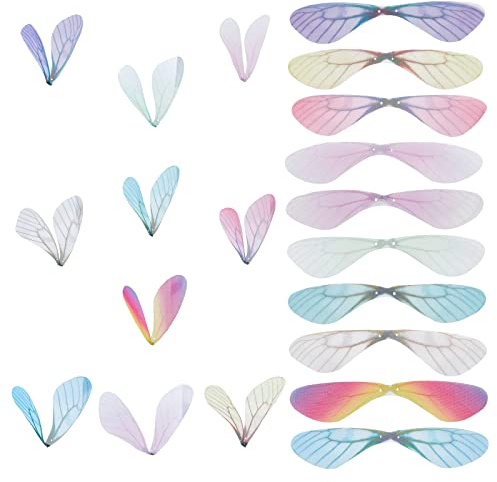SUNNYCLUE 1 Box 100 Stück 10 Farben Libellenflügel Charms Schmetterlingsflügel Anhänger Stoffflügel Dekoration Für Frauen DIY Ohrring Schmuckherstellung Indoor Home Party Decor Crafts Gemischte Farbe
