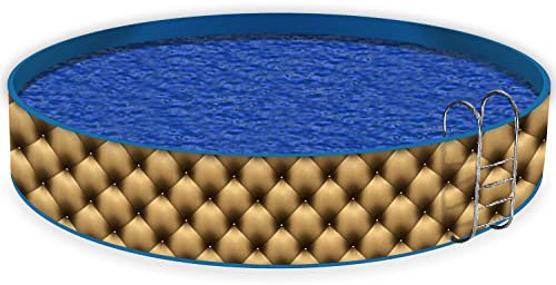 Wallario Pool Verkleidung mit Motiv ohne Ösen, Umrandung Dekoration, Motiv Goldene Ledertür, Größe Höhe 120 cm x L 10m