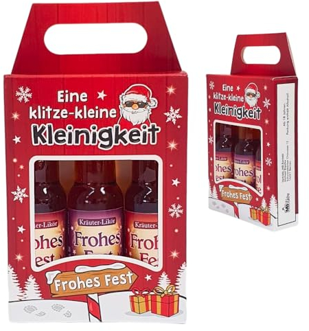 3er Box Weihnachtsliköre - Eine klitzekleine Kleinigkeit - Nuss Nougat Amarena Kirsch Schoko Sahne Likör | Geschenk zu Weihnachten in schöner Geschenkverpackung