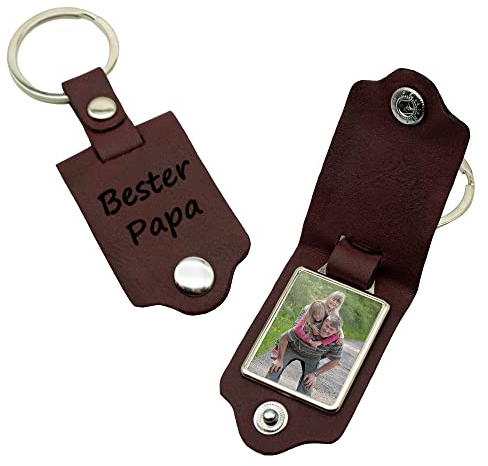 Foto PU Leder Schlüsselanhänger klappbar personalisiert individuell mit Wunschfoto Geschenkidee Bordeaux