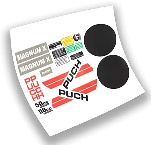 Aufkleber-Set kompatibel mit klassischem Motorrad PUCH MAGNUM X rot