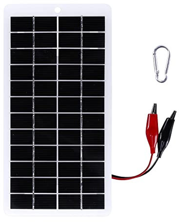 Panneau Solaire 10 W, kit de Chargeur de Panneau Solaire 12 V avec Mousqueton, Chargeur Solaire 12 V, Plaque de Chargeur Solaire en polysilicium pour Lampe d'extérieur pour Voitures, caravanes