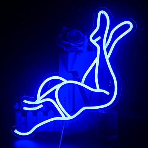 Looklight Sexy Dame Neonschild Frau Rücken Leuchtreklame USB Frauen Bein Neon Licht Blau Led Licht Zeichen für Schlafzimmer Home Bar Party Mädchen Zimmer Spiel Zimmer Wandkunst