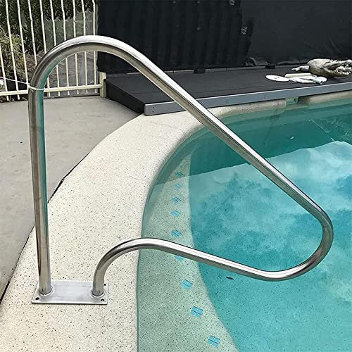 KLZUOPT Pool Rail Pool Geländer Handlauf 304 Edelstahl Pool Handlauf Schwimmbecken Handlauf Schritt Handlauf Treppenhaltegriff, mit 4 Fuß Blauer Griffabdeckung, komplettes Montagezubehör