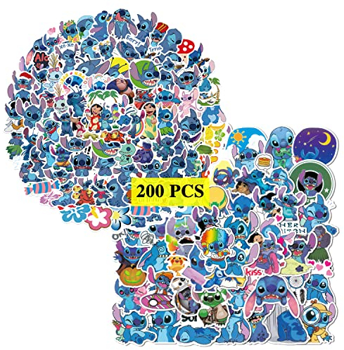 GTOTd Cute Cartoon Stickers (200 Pcs) Gifts Merch Blue Monster Party Supplies Vinyl Decor for Laptop Skateboard Guitar Luggage Water Bottle for Teens