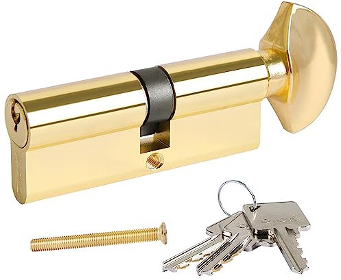 DIDA® 95mm Thumb Turn Euro Cylinder Lock 45T/50 UPVC Barrel Lock with 3 Keys Anti-Pick Anti-Bump Anti-Drill Door Barrel Lock with Key Euro Single Cylinder Lock Barrels High Security BS EN 1303:2005 G