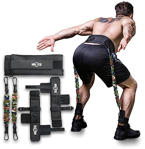 INNSTAR Booty Resistance Band Vertical Jump Trainer Leg Strength Resistance Bands Set for Basketball Triple Jump Football Volleyball Training Provide, Substitute for Plyometric Jump Box (Green 90LBS)