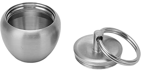 Lwuey Pilulier Portable - Mini Porte Clé Medicament Boite Acier Inoxydable Forme Ronde Réservoir Scellé Compartiment Unique Portable pour Voyages Camping Activités Plein Air Randonnée Escalade