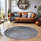 HomebyHome Kurzflor Teppich Wohnzimmer 200 cm Rund Grau - Waschbarer Teppich für Schlafzimmer, Esszimmer und Ideal als Küchenteppich - Flauschiger Teppich Extra Weich, Einfarbig, rutschfest, Modern