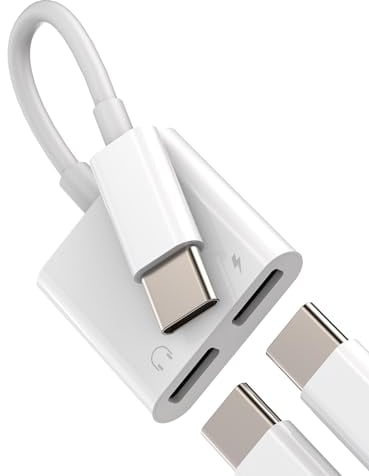 IPhone 15 Pro Max Plus iPad Type C auf Kopfhörer Adapter DAC USB C Doppelstecker Splitter(2in1)Audio Ladekabel Doppel Klinke Verteiler Aux Laden Kable Kompatibel für Sumsung Apple Huawei Xiaomi tp-BH