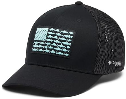 Columbia Unisex-Erwachsene PFG Fish Flag Mesh Ball Cap Verschluss, Schwarz/Schwarz, L-XL