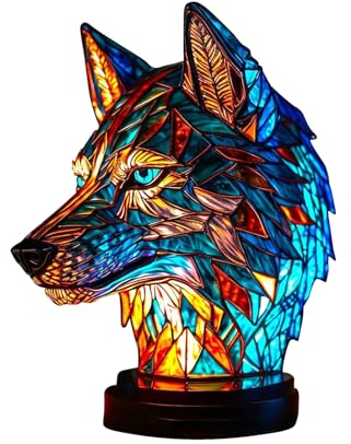 Bexdug TiertischlLampe, Buntglas Lampe, Bunte Nachttischlampe in Tierform aus Kunstharz, Böhmisches Tier-Nachtlicht für Raumdekoration, ästhetisches Schlafzimmer