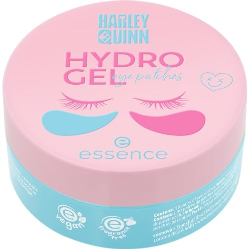 essence Harley Quinn HYDRO GEL eye patches 30 Pairs, Augenpflege, Pink, feuchtigkeitsspendend, pflegend, entspannend, erfrischend, vegan, ölfrei, ohne Parfüm, ohne Alkohol, 1er Pack (30pair)