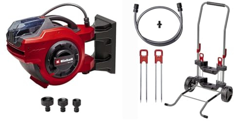 Einhell Akku-Schlauchtrommel GE-HR 18/30 WH Li-Solo (18 V, automatische Schlauchaufwicklung, 180° schwenkbar, 1,5 m Anschlussschlauch, ohne Akku & Schlauch, inkl. Schlauch- & Transportwagen)