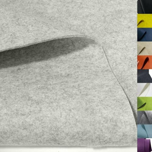 TOLKO 1m Bastelfilz Stabiler Filzstoff Meterware | 3 mm dick | Filzmatte Untersetzer Dekofilz Taschenfilz zum Nähen Basteln | 100 cm breit | Nadelfilz Filz Meterware (Zinn meliert)