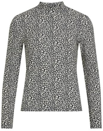 Vila Damen Vileoa L/S Rollneck Top-Noos Langarmshirt, Birch/AOP:Cheetah,M
