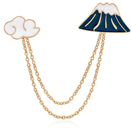 Broche japonaise en émail Mt Fuji et nuages à gland avec bijoux de voyage japonais pour amis, M, Plastique