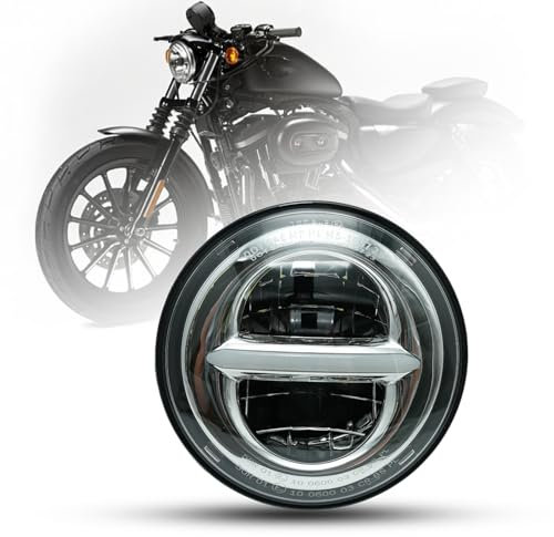 bamotoop 5.75 '' LED Motorrad Runder Scheinwerfer e-geprüft für Harley Davidson Dyna Street Bob Super Wide Glide Low Rider Night Rod Train Sportster Iron 883 Indian Scout Triumph (Silber)