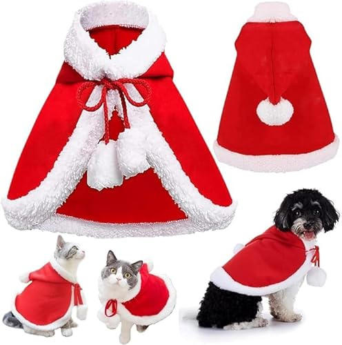 Haustier umhänge,Hund weihnachtskostüm umhang,weihnachtskostüm,Katzen weihnachtskostüm,Perfect for Weekend Parties,Halloween,Christmas, Birthdays,Dress Up Christmas Party (Größe M, 4-5kg)