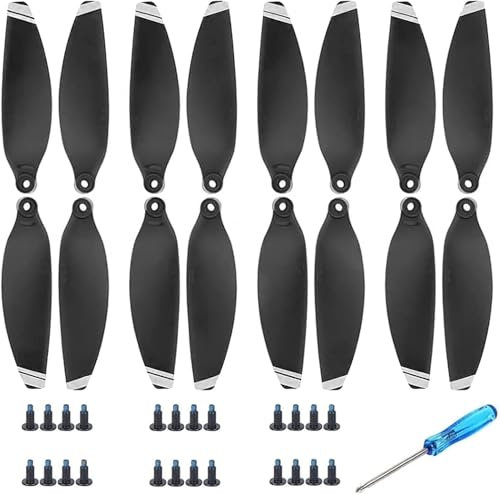 Hengrongshen Mavic Mini Propeller, 16 Pcs Drohne Mavic Mini Propeller mit 24 Schrauben und 2 Schraubendreher, Mavic Mini Zubehör für Drohnenersatz, 4726 Propeller für Mavic Mini (Silber)