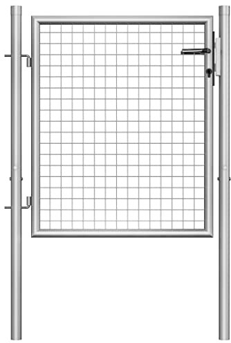 Willood Gartentor Gartentür Zauntor Gartenpforte Zauntür Hoftor Gartenzaun Pforte Metalltor Einzeltor Hoftür Tor Verzinkter Stahl 105x125 cm Silbern