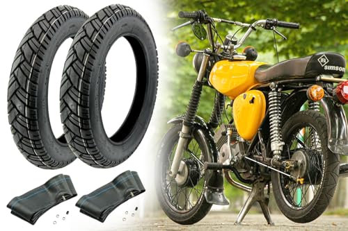 2 Reifen 2,75 x 16 Zoll VRM 094 Straßenprofil, 43J Vee Rubber inklusive Schlauch 2,50-2,75 x 16 Zoll, TR4 Ventil gerade für Simson