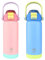 BOGI Metal Water Bottle with Straw, 720ml Stainless Steel Water Bottle for Sports Travel Gym Leak Proof Insulated Water Bottle with 2-in-1 Duo Lid for Boys Girls Keep Drinks | 2Pack-Pink+Blue