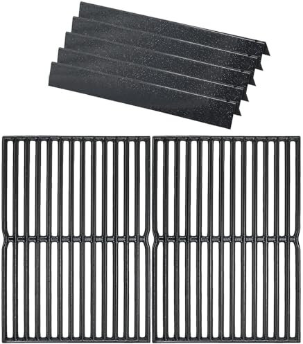 GFTIME 7535 Flavorizer Bars & 7522 Grilles pour Weber Spirit E200/210 (2007-2012 avec boutons de brûleur latéraux), couvercle de brûleur en porcelaine 7535 et grille de rechange 7521 pour Spirit 500