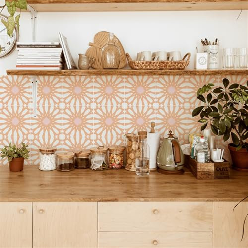 Stickers Muraux Cuisine Jaune, Rose, Gris Stickers Cuisine Dalle pvc Adhesive Murale Credence Adhesive pour Cuisine Autocollant Cuisine Carrelage Adhesif Mural Salle de Bain 15x15cm/10 Pcs