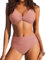 AI'MAGE Bikini Damen Set Sexy Bauchweg Push Up Badeanzug Swimsuit Summer Bademode Grau Rosa M