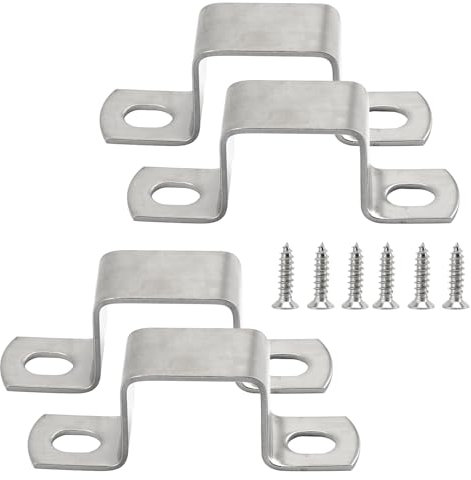 304 Stainless Steel Square Pipe Clamps with Screws, 4 Pack 100x100mm U Shaped Strut Connector Bracket Tube Buckle