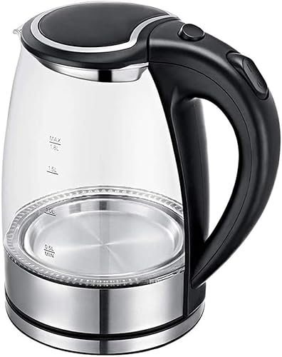 Générique Bouilloires, 1,8 I Bouilloires en Verre LED pour Eau bouillante I Fonction Maintien au Chaud I en Acier Inoxydable I 1500 W I sans BPA/Blanc élégant