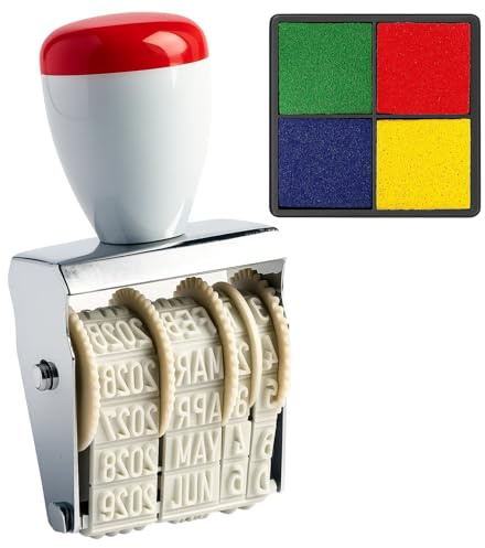 2-teiliges Eierstempel, Datumsstempel-Set für Eier und Dokumente, Eierstempel Personalisiert, Datumsstempel Ab 2025, Mit 4 Farben Stempelfarbe, Kompakte Aufbewahrung