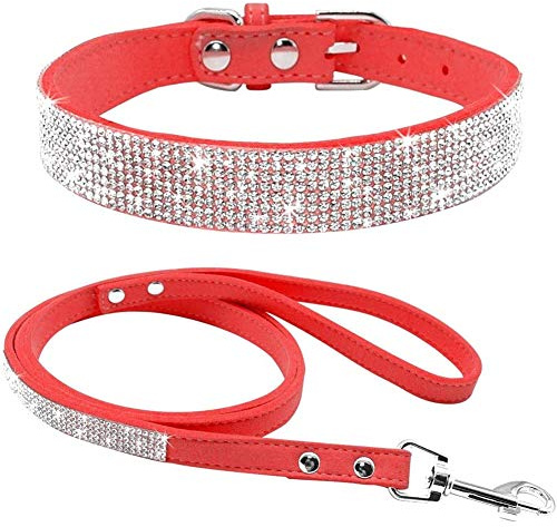ETOPARS Hundehalsband und Leine mit Strasssteinen, Kristall Diamant Katze Hundehalsband