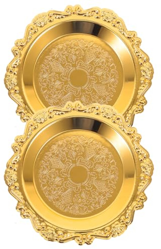 Alipis 2 Piezas Bandejas para Servir Frutas y Aperitivos Platos Decorativos con Grabado Floral Bandeja Ligera y Portátil para Dulces Snacks y Frutos Secos