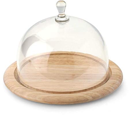 Continenta Käseglocke, Käsebrett, 2-teilig, rund, aus Gummibaumholz, Größe: Ø 20 x 14 cm