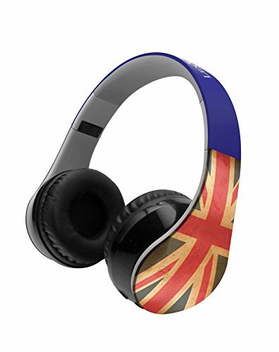 Lexibook BTHP400UK - Cuffie Bluetooth, UK design, pieghevoli, 3D, Batteria ricaricabile, Blu/Rosso