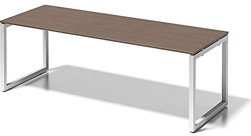 BISLEY Cito Schreibtisch, 740 mm höhenfixes O-Gestell, Metall, Wn396 Dekor Nußbaum, Gestell Verkehrsweiß, 80 x 220 x 85 cm