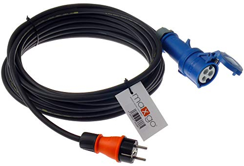 Schuko auf CEE Adapter 5m Camping Stromkabel H07RN-F 3x1,5 Landstromkabel Wohnmobil Wohnwagen Kabel Camping Adapter 5 Meter Strom Verlängerungskabel CEE-Stecker Campingstecker