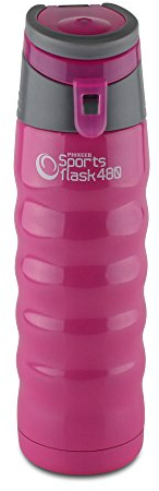 Pioneer Stainless Steel Sports Flask, Double Wall Vacuum Insulated Drinks Bottle, 480ml, Pink