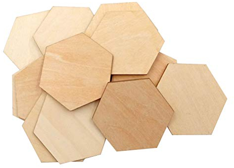 Healifty Holzstücke, 6-eckig, aus Buchenholz, zum Basteln, Malen, Dekorieren, 50 mm, 50 Stück
