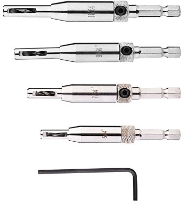Haofy Scharnierbohrer Set, 4 Stück Selbstzentrierend Bohrer Set, HSS Bohrer Hohe Härte Scharnier Bohrer für Türscharniere für Möbel Küchen Scharniere Holzbearbeitung 5/64 7/64 9/64 11/64