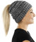 Balinco Damen & Mädchen Strickmütze mit Zopfloch - gestrickte Wintermütze (5a) (Schwarz meliert)