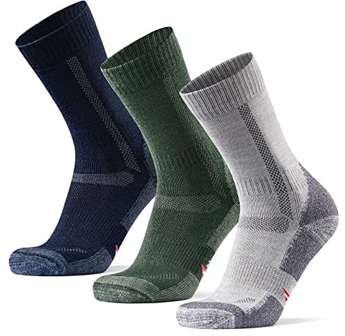 DANISH ENDURANCE Merino Wandersocken, Sommer Trekkingsocken, Unisex, Herren, Damen & Kinder, 3 Paar, Mehrfarbig (Marineblau, Grau, Grün), 43-47