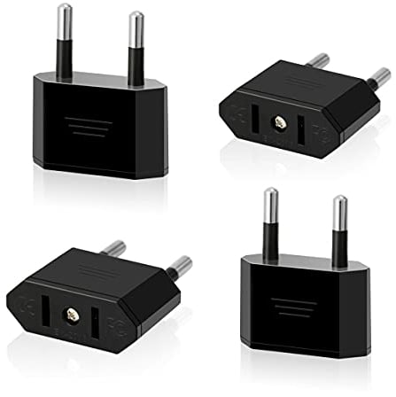 Aieve 4 Stück USA auf EU Reisestecker US zum 2 Pin Deutschland/Europa Stecker Amerika/Kanada/Mexiko Stecker Adapter Konverter Adapterstecker für Geräte mit USA-Netzteil (schwarz)