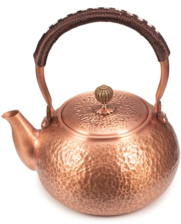 Kupferkessel, Wasserkocher, kochende Teekanne, manuell geschlagene Kupfer-Teekanne, unbeschichtetes Teeset, Kapazität: 1,6 l/Kapazität: 1,2 l (16 Liter)