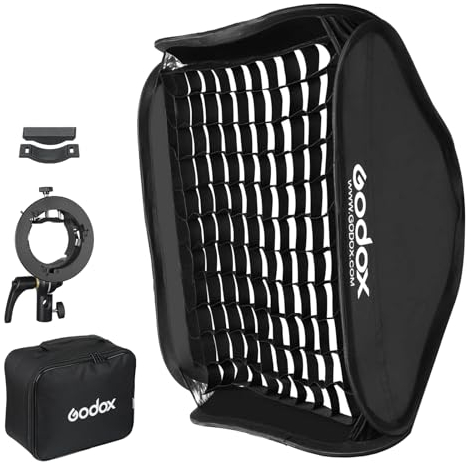 Godox Softbox Kit mit S2 S-Mount Bowens Blitzhalter mit Gitter 32 x 32 Inch.80 x 80 cm, passend für Studio Godox V1, AD200PRO, V860II, TT685, TT350, AD400PRO