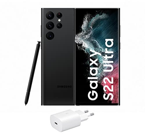 Samsung Galaxy S22 Ultra 5G + Cargador – Teléfono móvil libre, 128 GB, Smartphone Android, Phantom Negro (Versión Española)